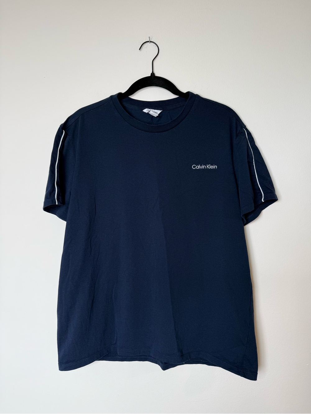 Calvin Klein Navy Short Sleeve Tee with White Piping
